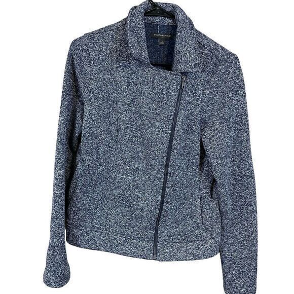Banana Republic Womens Moto Jacket Heathered Gray Sz‎ Small Travel Zip Up Casual - Picture 1 of 11